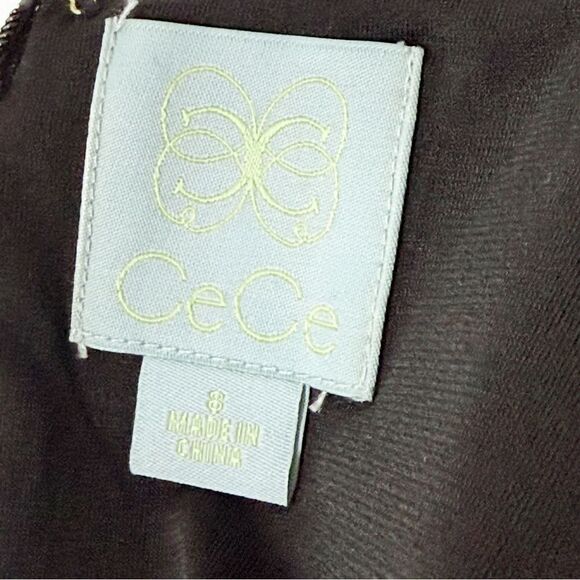 CeCe Women's Black Long Sleeve A-Line Mini Dress with Sheer Sleeves Size 8 - Picture 6 of 10